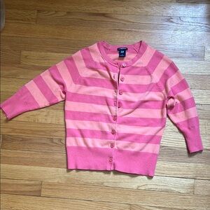 GAP Peachy / Coral Cardigan Sweater with orangey Stripes